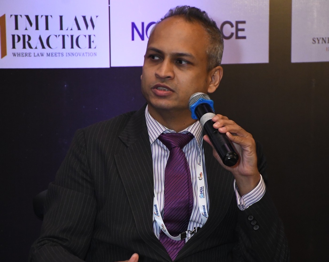 Mehul Bhandari, Principal of RegStack Access, speaking on the 5G/6G-NTN panel at India Space Congress 2026 in New Delhi.